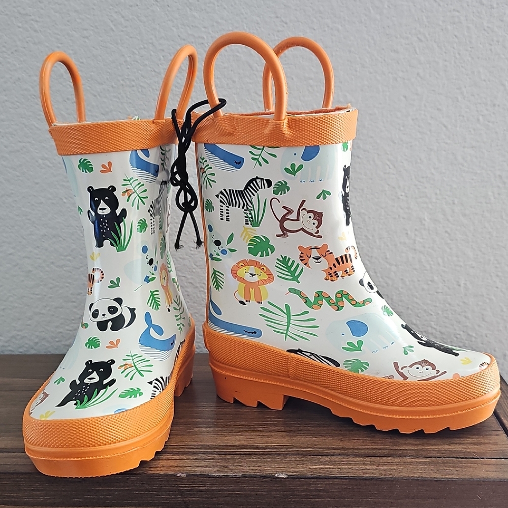 Kids Jungle Adventure Rain Boots - Orange